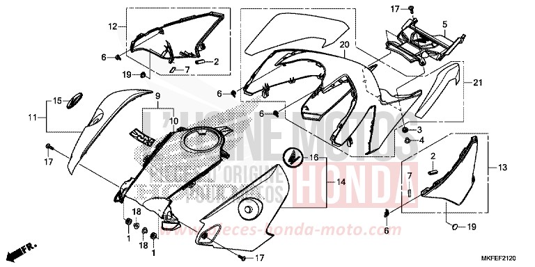 COUVERCLE von CBR1000RR "Fireblade" GRAND PRIX RED (R380) von 2019